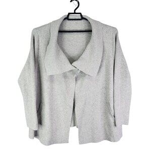 Womens Heather Gray Chicos Cardigan Sweater Shawl Collar Long Sleeve Size  XL